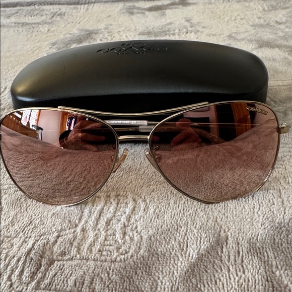 Coach Aviator Sunglasses with Rose-Tinted Lenses